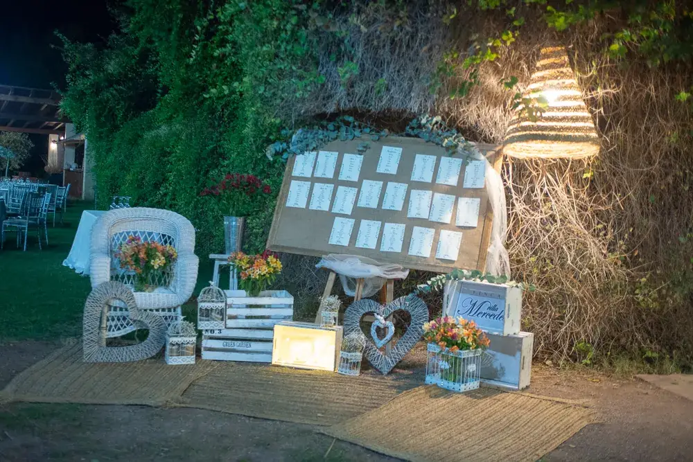 Seating plan en pizarra antigua — Finca Villa Mercedes